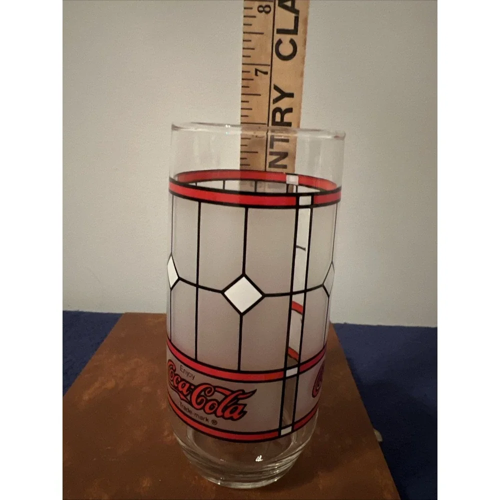 VINTAGE COCA COLA‎ GLASS FROST TIFFANY STYLE WINDOW PANE STAINED 6